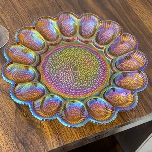Vintage glass iridescent 70s egg